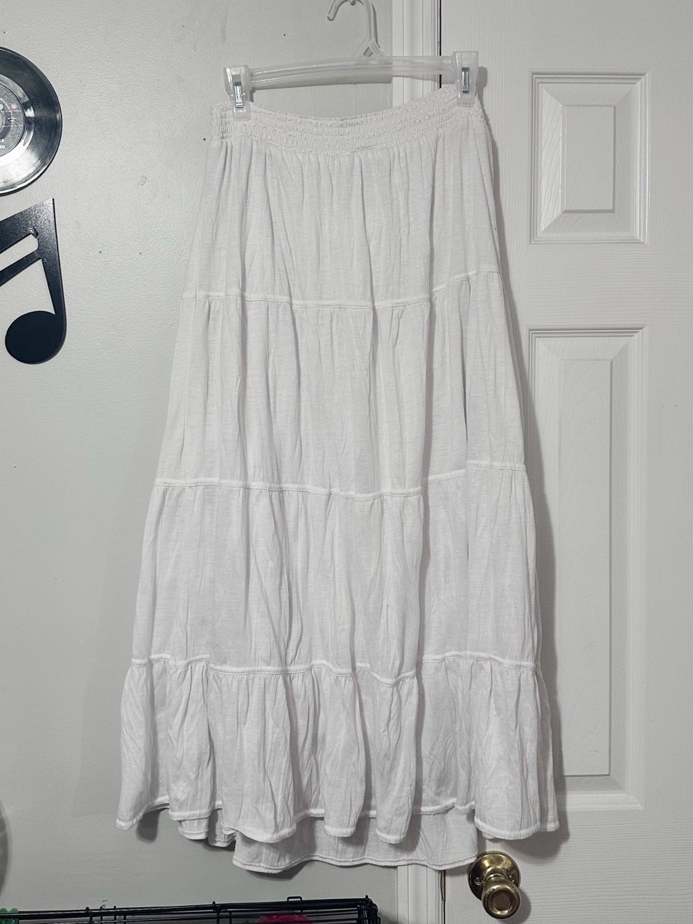 White Ruffled Midi Skirt